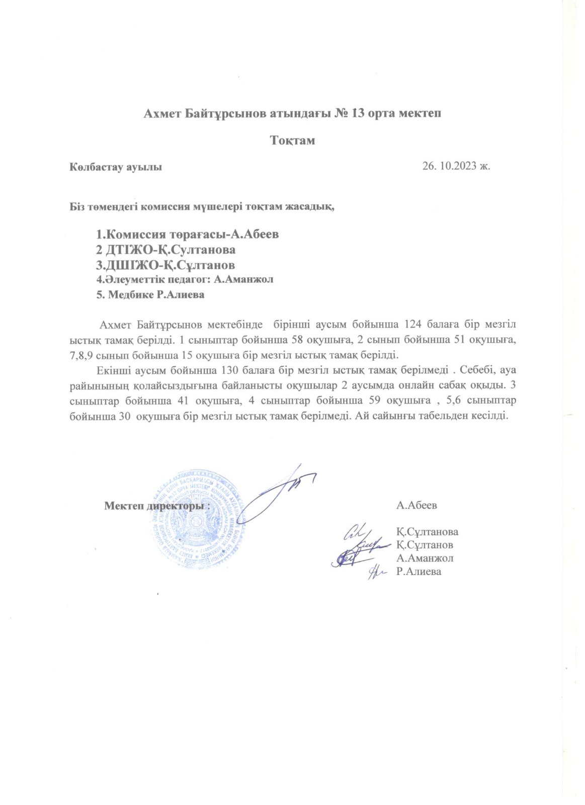 Бракераж комисиясының тоқтамы